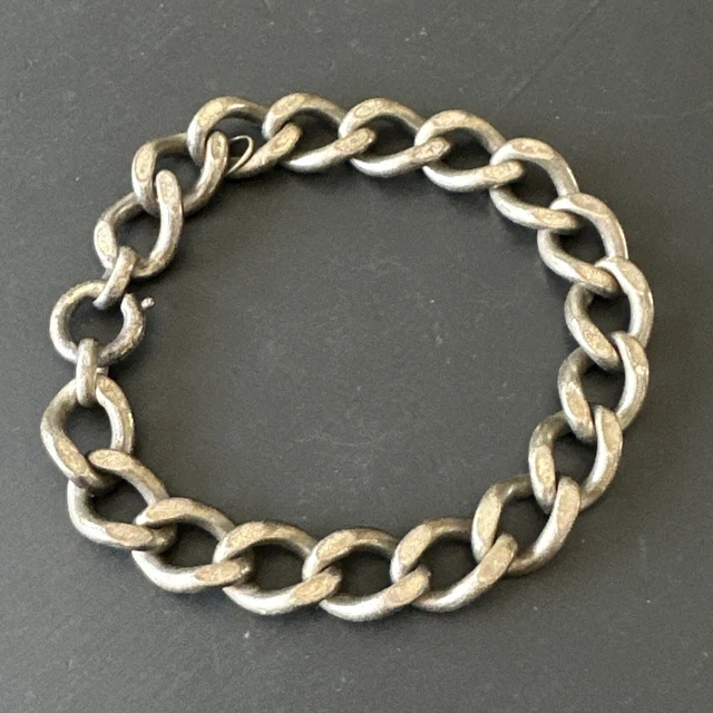 ANCIEN BRACELET GOURMETTE En Argent Massif Silver Maille Art Deco Tank