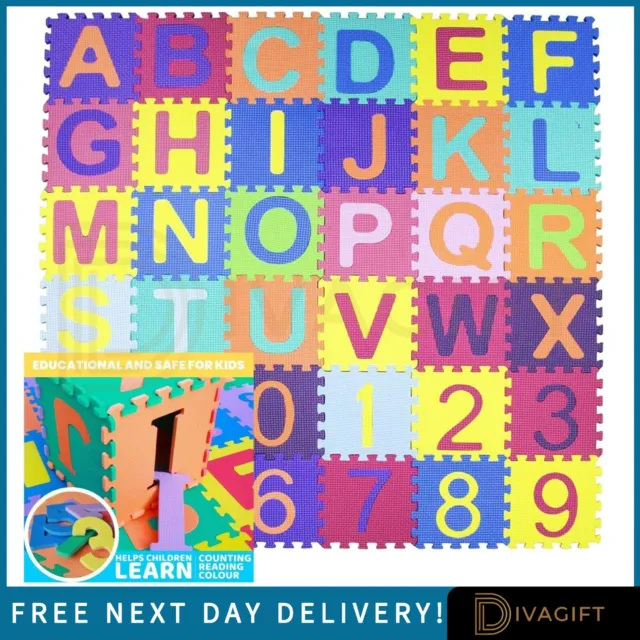 36pcs Play Mat Number Alphabet Kids Childrens Soft EVA Foam Jigsaw Puzzle Letter