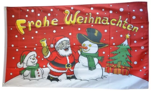 Fahne Frohe Weihnachten Schneemann rot Flagge Weihnachtsmann Hissflagge 90x150cm