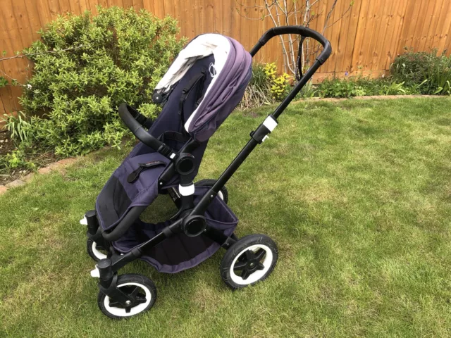 Boxed Bugaboo Buffalo Classic+ Navy with solid foam wheels