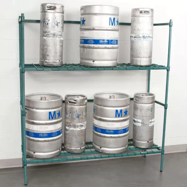 6 Keg Green Epoxy Wire Shelf RACK 18" x 60" x 64" Bar Full Half Kegerator Beer