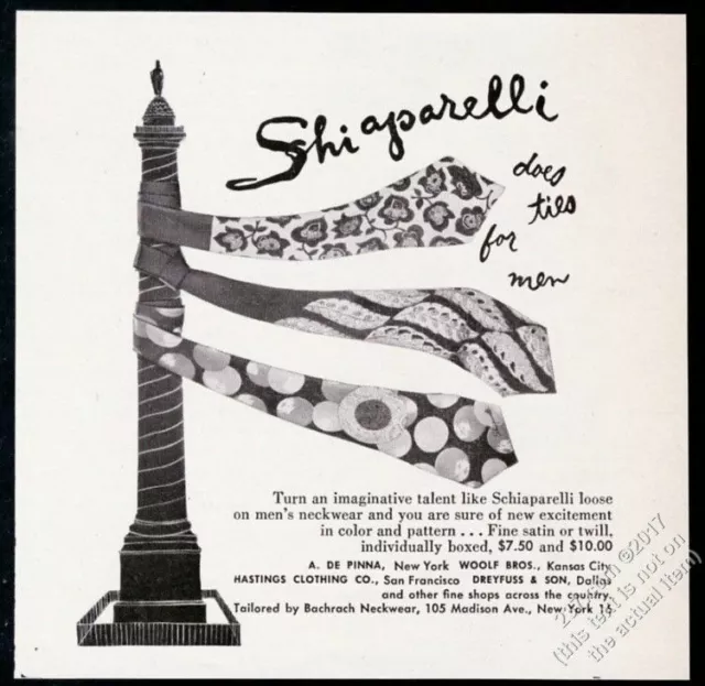1949 Schiaparelli men's ties tie fashion photo vintage print ad