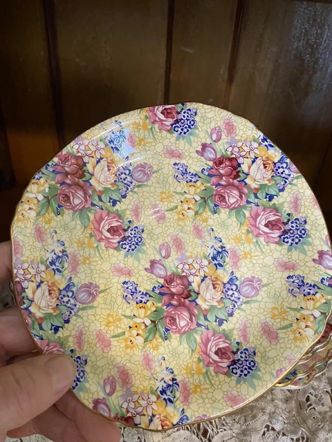 Royal Winton Grimwades Welbeck 1995 Chintz 16 Pc's Square Plates England 2