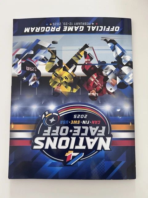 2025 4 NATIONS Face Off Program Canada USA Connor McDavid Sydney Crosby ...