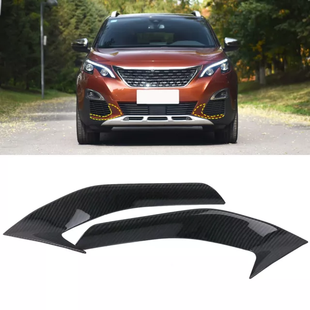 For Peugeot 3008 5008 GT 2017 2018 Carbon Fiber Front Fog Light Outer Cover Trim