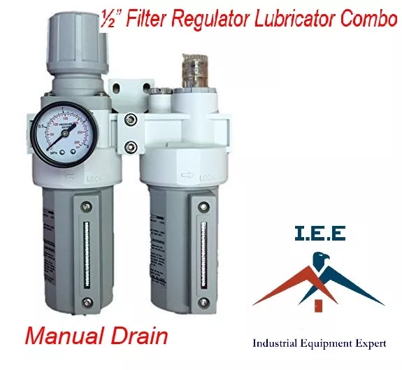 1/2" Heavy Duty Combo Particulate Filter Regulator Lubricator Compressed Air