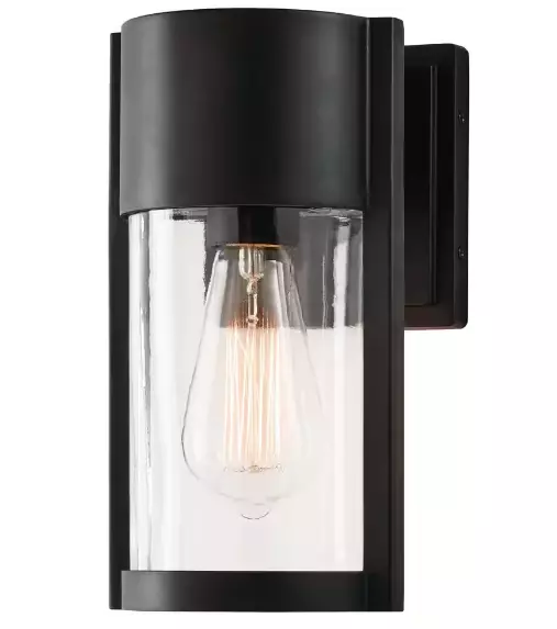 Hampton Bay Kempster 9.92 in. Modern Matte Black Outdoor Wall Cylinder Light