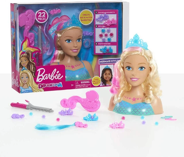 Barbie Dreamtopia Mermaid Styling Head Fashion Doll Blonde Hair Do Salon Girl