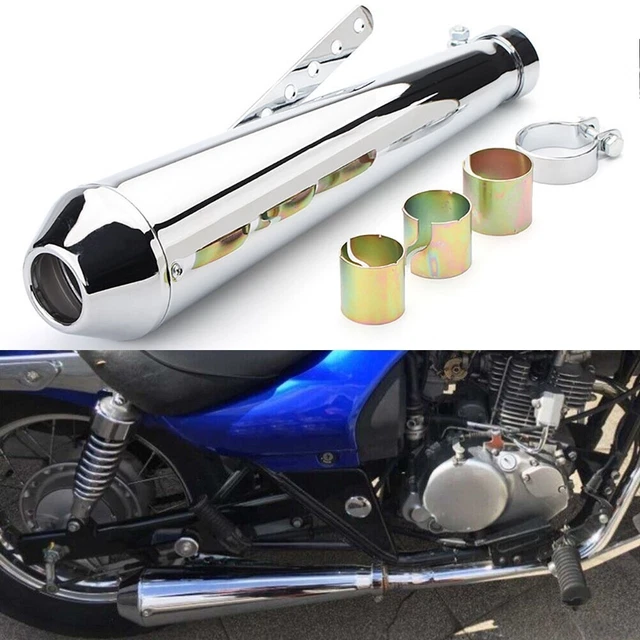Chrome Motorcycle Slip On Exhaust Muffler Removable Pipe Silencer Universal