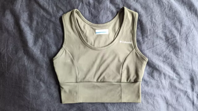 Columbia Workout Top XS Bra Cropped Racer back XS Khaki green