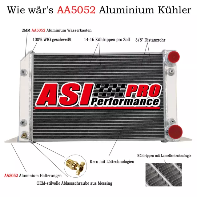 3 Reihe Aluminium Wasserkühler Kühler Für VW Scirocco 1,6L 1,8 Pro Stock Style