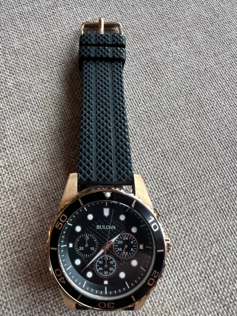 BULOVA MEN S MARINE Star Two Tone Blue Stainless Steel Chronograph