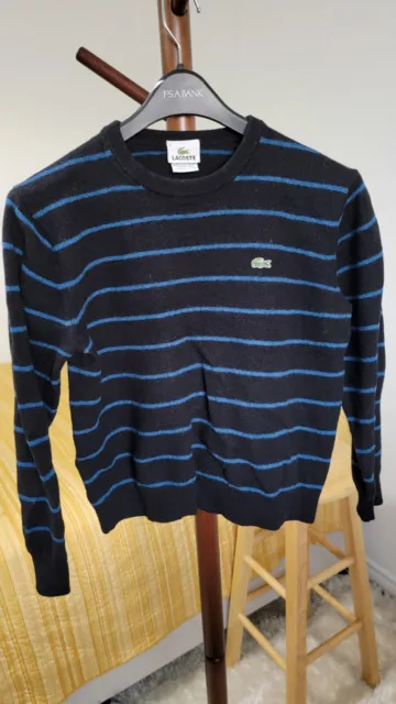 Lacoste Merino Wool Boy's Colorblock Sweater, Large Logo, Children's Size 6