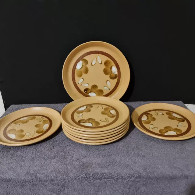 Lot de 8 assiettes et 1 plat en grés de Sarreguemines modèle "Chamonix" - XXe