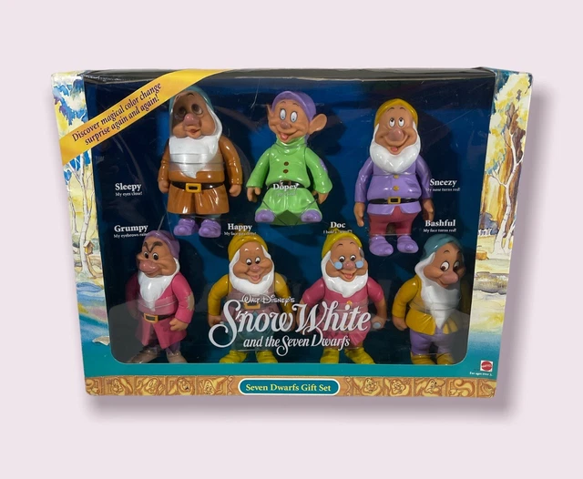 MATTEL DISNEY SNOW White and The Seven Dwarfs PVC Figure Set Vintage ...