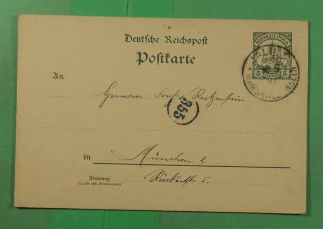 DR WHO 1909 GERMAN MARHSALL ISLANDS POSTAL CARD JALUIT TO GERMANY j97645