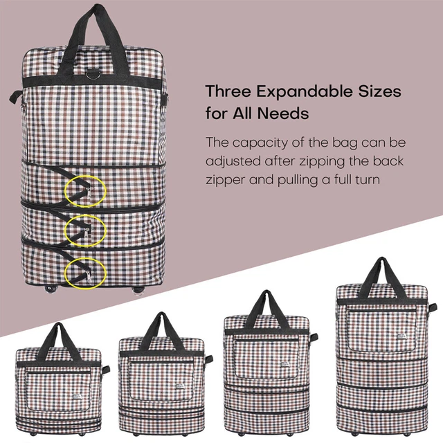 3-Layers Expandable Duffel Bag Suitcase Collapsible Rolling Wheeled Luggage Bag 7