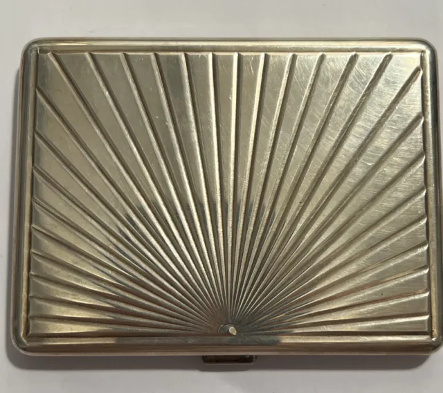 Vintage Tiffany & Co Sterling Silver Cigarette Box Art Deco Sun Design