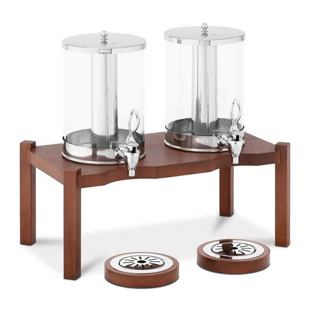 Saftspender 2 x 7 L Saftdispenser Gastro Getränkespender Holzrahmen Zapfhahn Saftspender 2 x 7 L Saftdispenser Gastro Getränkespender Holzrahmen Zapfhahn