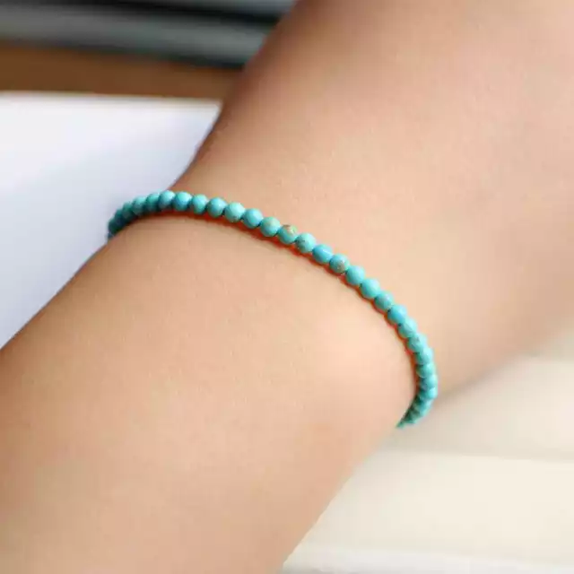 5MM Natural Turquoise beads Cuff Lucky Bracelet Chakra Classic Relief Handmade