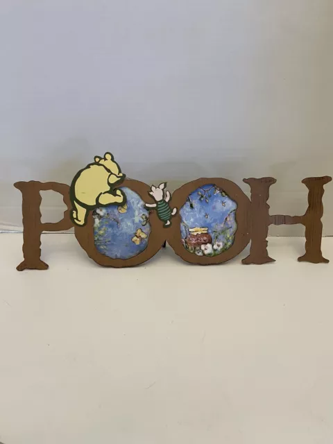 Vintage Winnie the Pooh Frame POOH Logo 4x4 Picture Frame w/ Piglet
