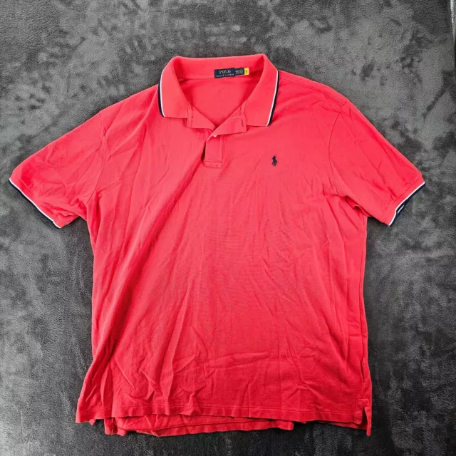 POLO RALPH LAUREN Polo Shirt Men's 4XB Red Blue White Striped Short ...