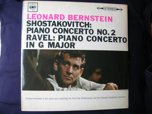 Shostakovich Piano Concert #2 Ravel Piano Concert Bernstein Lp Cbs Uk Nm