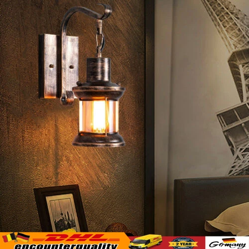 Neu Wandleuchter Licht Antik Retro Vintage Industriell Holz Wandleuchten Lampe
