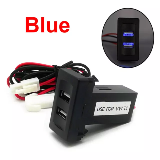 Car Dual USB Charger 2.1A Red Light 2 Ports Phone Socket For VW Transporter  T4