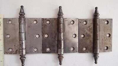  (3)  Antique Cast Iron Steeple Tip Door Hinges3 3/8" tall  x 3 1/2"  wide