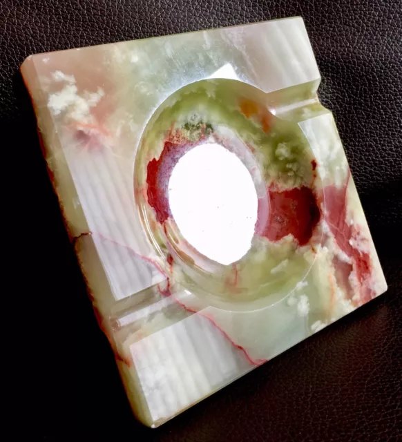 Superb Quality Heavy Natural Onyx Marble Stone Ashtray (5”/12cm Square , 700g)