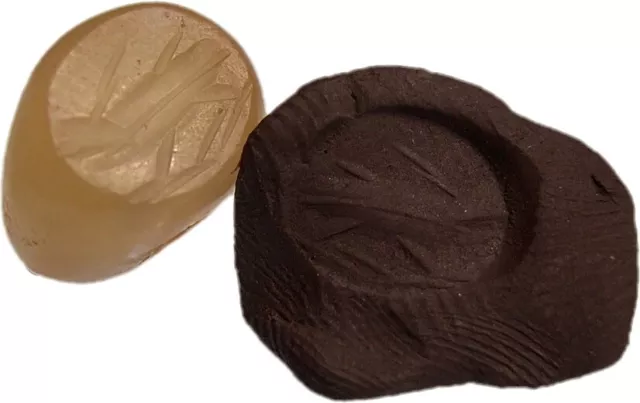 Sassanidischer Siegelstempel mit Vogel Verzierung aus Chalcedon Sassanidenreich