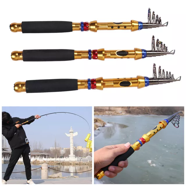 Carbon Fiber Fishing Rod Telescopic Portable Travel Spinning Pole Sea Freshwater