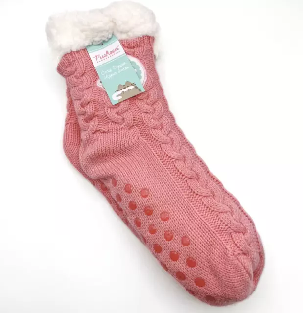 NWT Pusheen Cat Cozy Gripper Slipper Socks Box Exclusive Winter 2021 Pink Fluffy