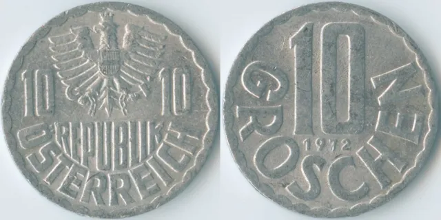 Austria 1972 10 Groschen KM# 2878 Al Second Republic Coat of Arms Eagle Value