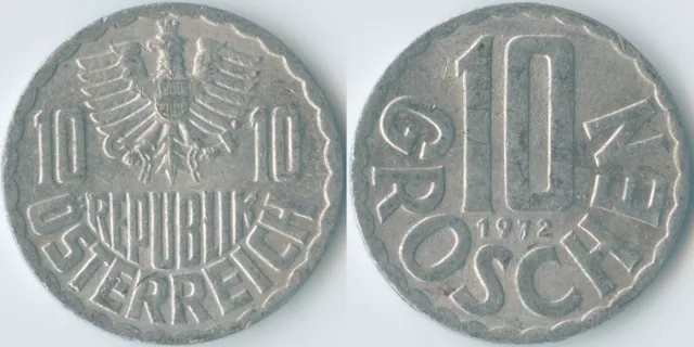 Austria 1972 10 Groschen KM# 2878 Al Second Republic Coat of Arms Eagle Value