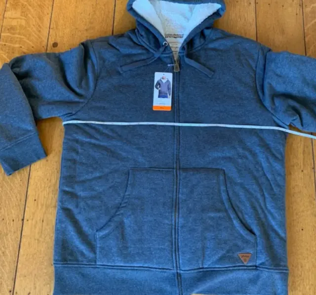 Weatherproof Vintage Men’s Sherpa Lined Full Zip Jacket Hoodie Grey XXL 2XL 6