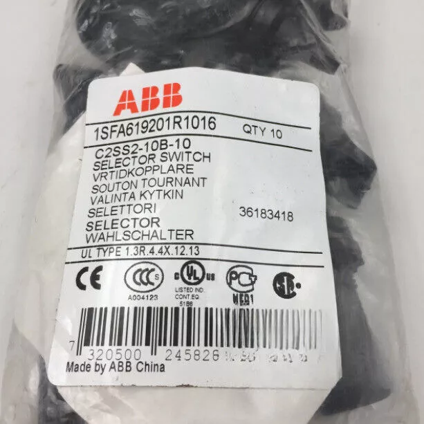 10PCS/1Bag New ABB C2SS2-10B-10 1SFA619201R1016 Selector Switches Black Brand