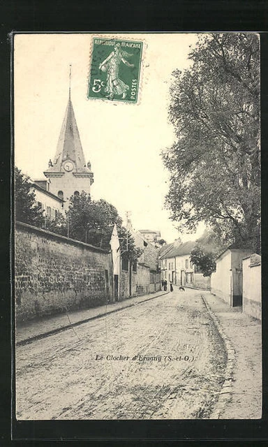 CPA Eragny, Le Clocher, vue de la rue bei der l'Église