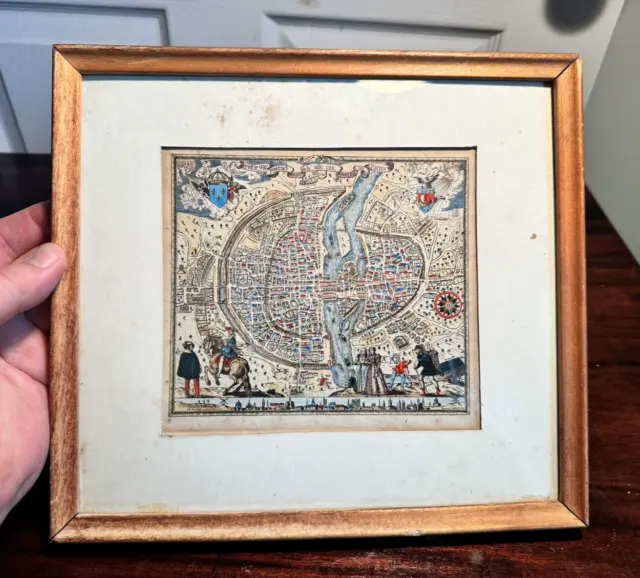 Antique Original 16th Century Universite de Paris Map Rossingol 1576 (9.5X10.5")