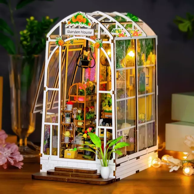 Book Nook Kits, Garden House Puppenhaus, DIY Miniatur Haus, 3D Wandbehang Puzzle