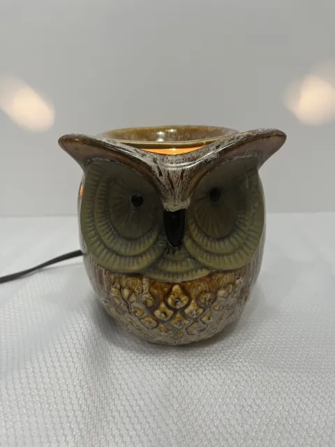 Intertek Ceramic Owl Electric Wax Warmer SC-236 Brown Glazed Tested Works