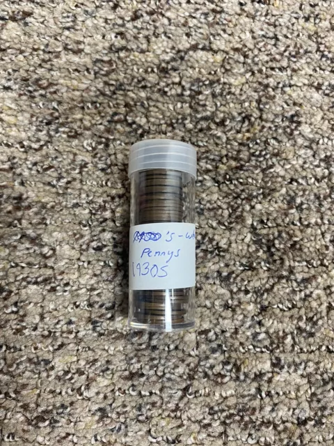 Lot of 48 Lincoln Wheat Cent Pennies All 1930's Average Circulation Tube Vintage