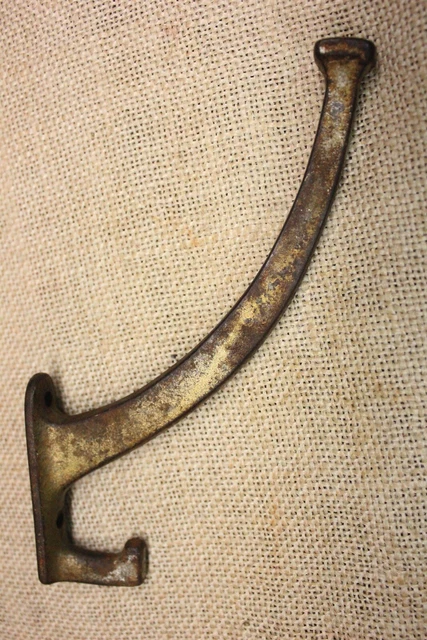 Old Coat Hook Mission Clothes Tree Hanger Bath Robe Rustic Tarnish Nickel Brass