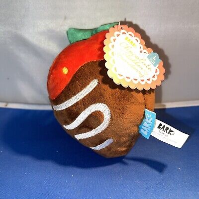 {Z5} BarkBox Chocolate Slobber Strawberry Dog Toy Plush Squeaker Ball Size L NWT