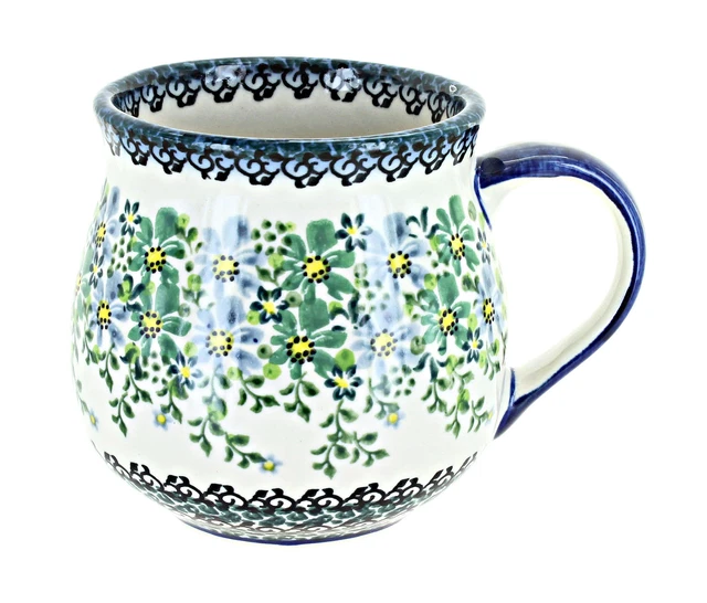 Blue Rose Polish Pottery Clover Fields Large Bubble Mug