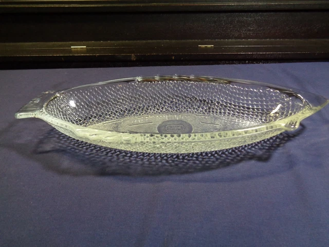 Vintage 18" Clear Glasbake Fish Glass Fish Baking Dish Bowl J141 Ovenware USA