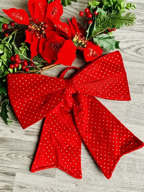 Velvet Bow Tree Topper Christmas Decoration 29cm