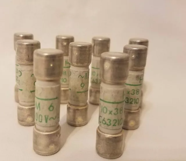 Lot De 9 HH C63210 Fusibles 10x38mm 10 x 38 6A 6 Amp Am 6 500V
