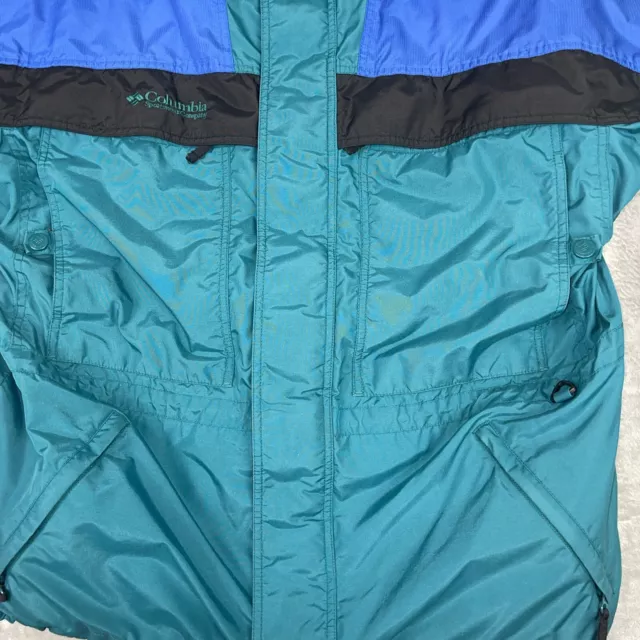 VTG 80 90’S Columbia Men Blue Green COLORBLOCK Jacket 4 Pocket Ski Coat ...